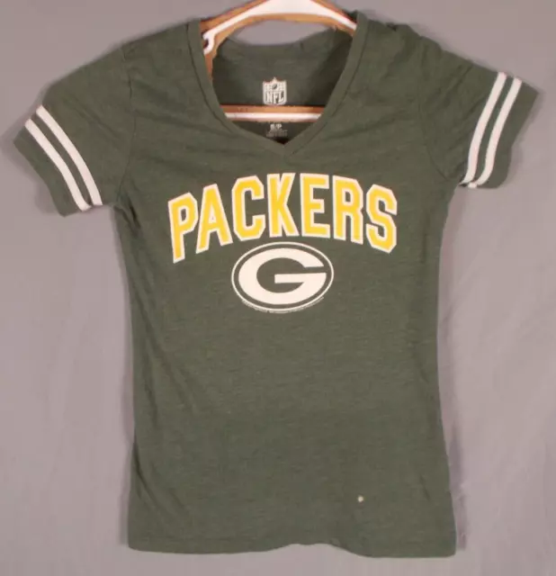 NFL Team Apparel Womens Small Green Bay Packers Short Sleeve V-Neck T-Shirt