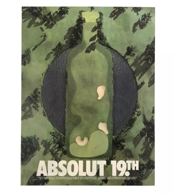 1991 Absolut Vodka 19th Advertisement Golf Greens Bottle Vintage Print AD