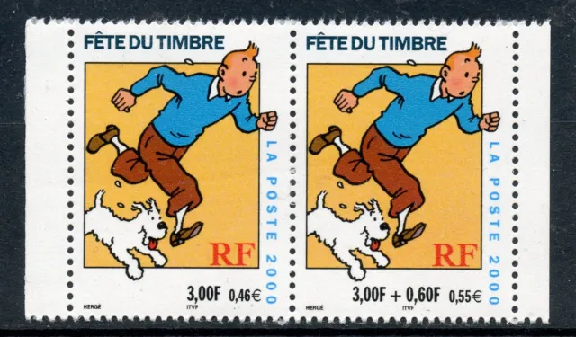Timbre France Neuf N° 3304 ** Paire / Fete Du Timbre / Tintin / Issus De Carnet
