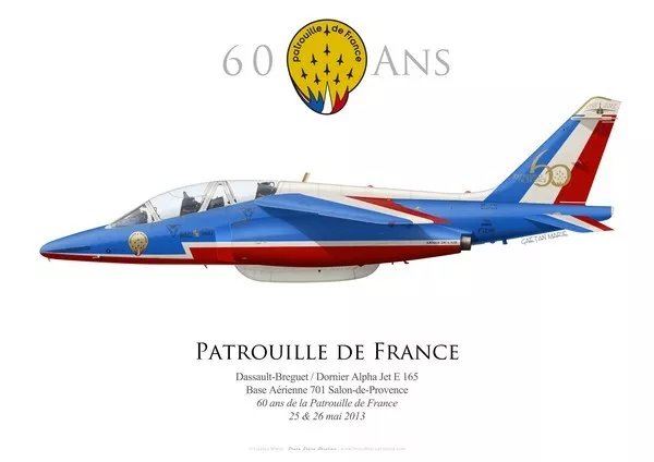 Print Dassault Alpha Jet, Patrouille de France, 60 ans, 1953-2013 (par G. Marie)