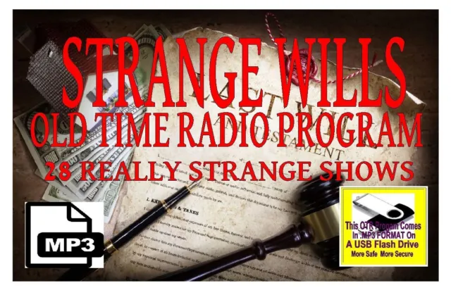 STRANGE WILLS 28 Classic Old Time Radio Shows OTR MP3 On USB Drive