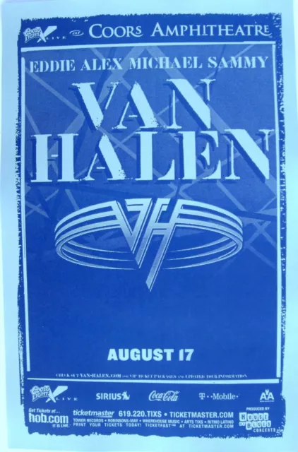 VAN HALEN "THE V.H. TOUR 2004" SAN DIEGO CONCERT POSTER-Sammy,Alex,Eddie,Michael