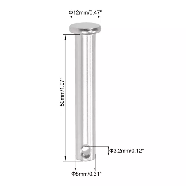 Único Orificio Horquilla Pasadores-8x50mm Plana Cabeza 304 Acero Inoxidable 4uds 2