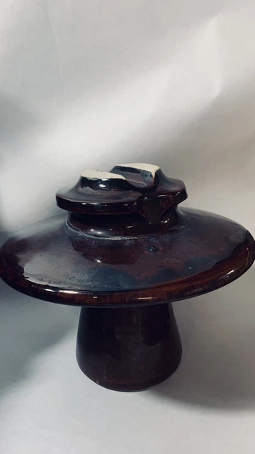 Vintage Large Brown Porcelain/Ceramic High Voltage Power Line Insulator PG&E