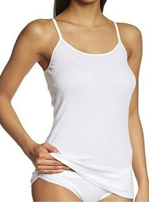 Donna Vintage M&S LUCE Crema Liquida raso poliestere Half Slip & Canottiera Taglia 12 