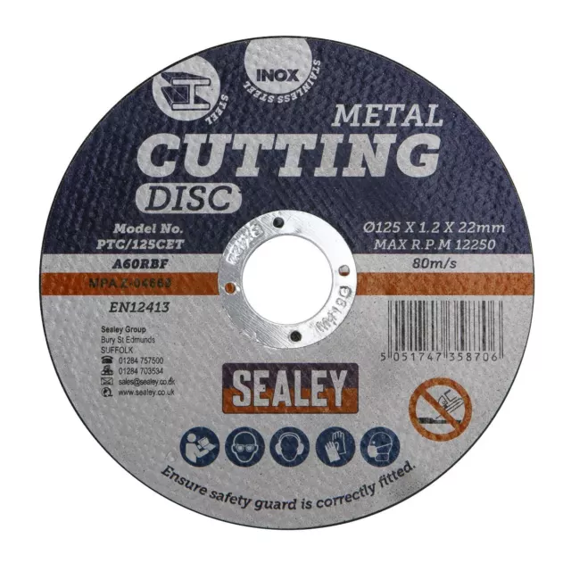 Sealey Cutting Disc 125 x 1.2mm 22mm Bore PTC/125CET