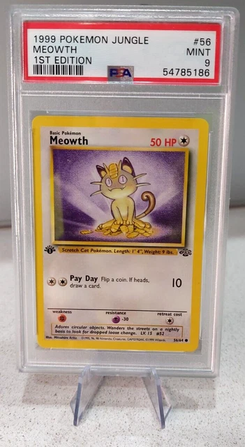 PSA 9 Meowth 1st Edition Jungle Set Pokemon Card #56 1999