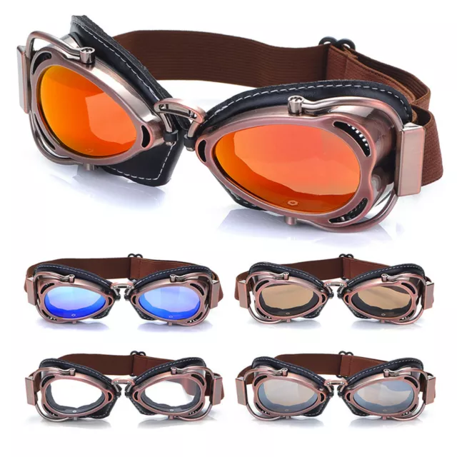 Retro Vintage Motorcycle Goggles Glasses Helmet For Cruiser Cafe Racer Eyewear