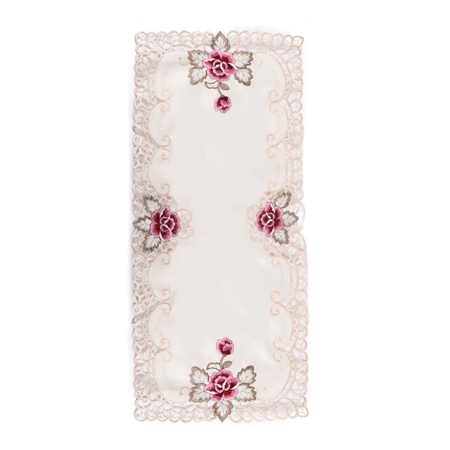 Christmas Tablecloth Vintage Embroidered Floral Lace Dining Table Cloth