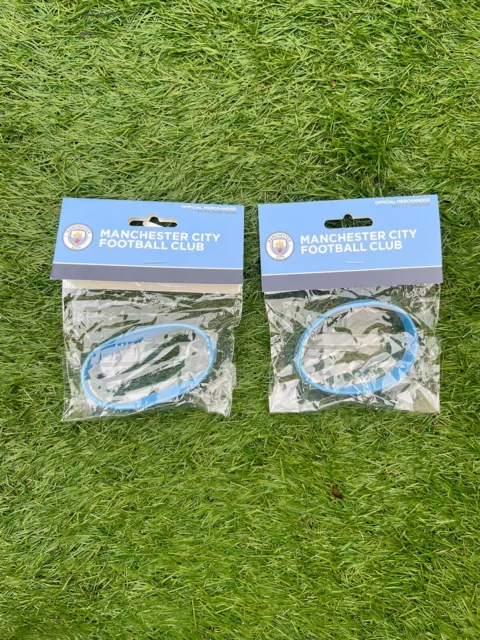 2x official Manchester City FC silicone Rubber wristbands BNWT one size fits all 3