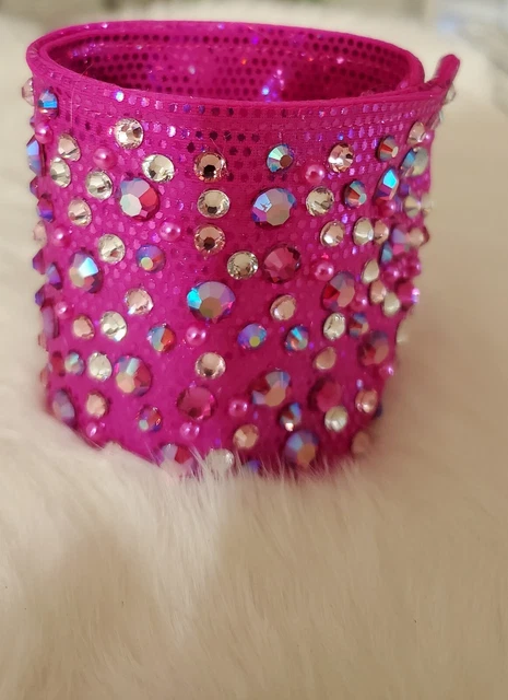 Wide Cuff Bracelet with Rose AB Crystals AB Ballroom Dance Jewelry