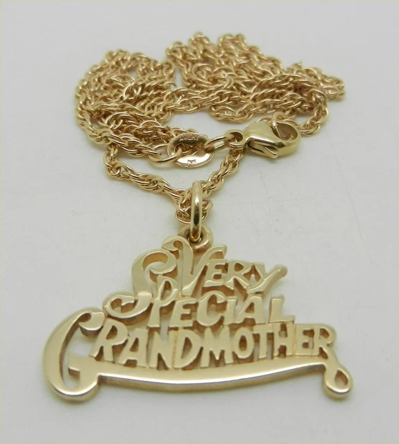 JAMES AVERY RETIRED 14K Gold Very Special Grandmother Pendant 20" Rope