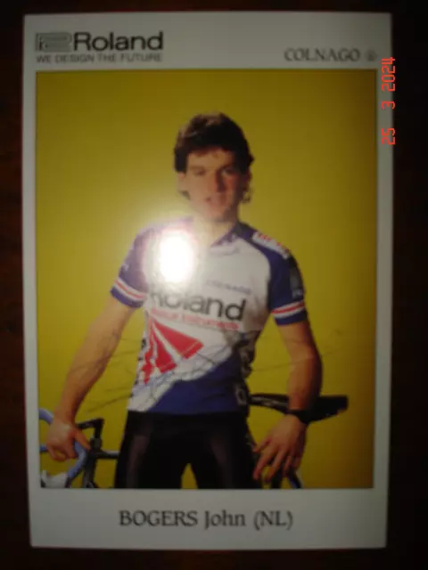 cyclisme carte  John BOGERS signée/autographe  ROLAND COLNAGO 1988