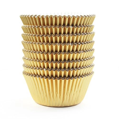 Gold Foil Metallic Cupcake Case Liners Wrappers Baking Muffin Paper...