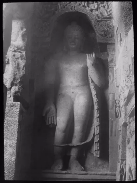 Glass Magic Lantern Slide INDIA NO40 THE CHOWKIDAR STATUE C1910 PHOTO