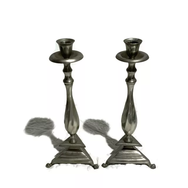Pair of Vintage Silver Plated Candlesticks Mid Century Modern Decorative