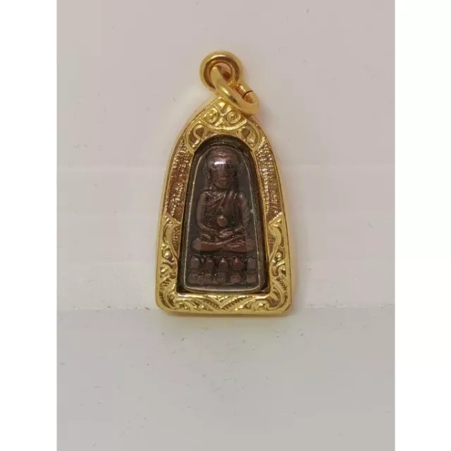 Phra LP Tuad Talay Sung Gold Micron Case Pendant Talisman Thai Buddha Amulet