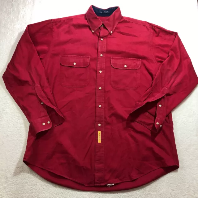 BD Baggies Shirt Mens Large Red Long Sleeve Button Up Heavy Twill