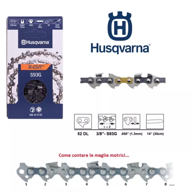 Kit Husqvarna affilatura catena motosega X-CUT S93G 3/8mini lime