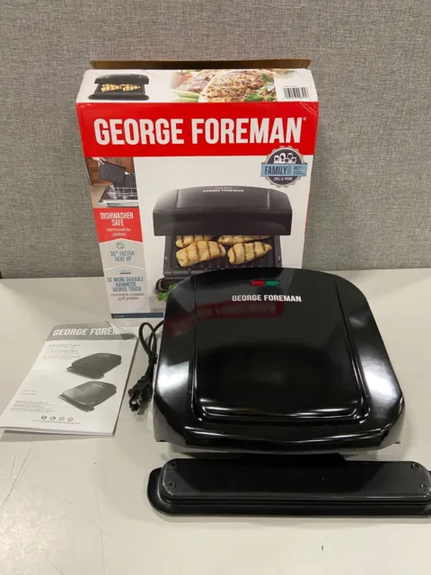 George Foreman 4-Serving Removable Plate Electric Grill and Panini Press, Black