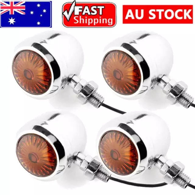 4X Motorcycle Bullet Turn Signal Indicator Light Bulbs Chrome For Chopper Bobber