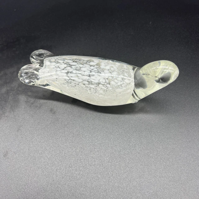 Art Glass Sea Lion Seal Nautical Paper Weight white Spotted Clear figurine