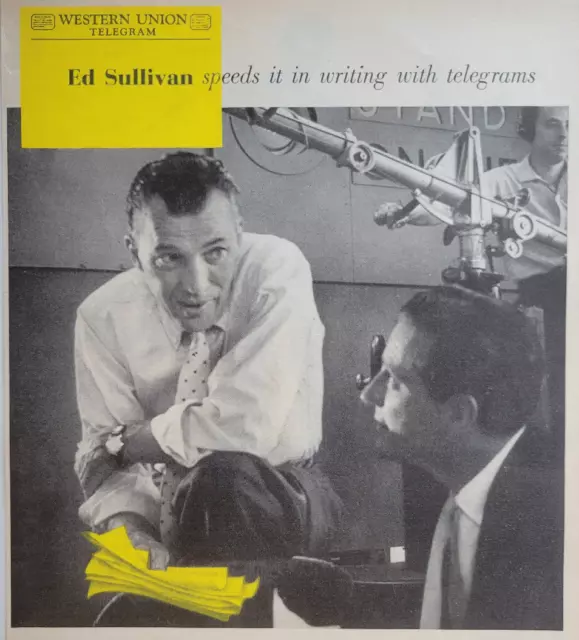 Ed Sullivan Show Production Western Union Telegram Original 1957 Time Ad 7.5x11"