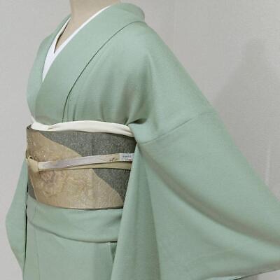 Japanese Traditions Pure Silk Kimono Full Set Fukuro Obi Plain Color From Japan