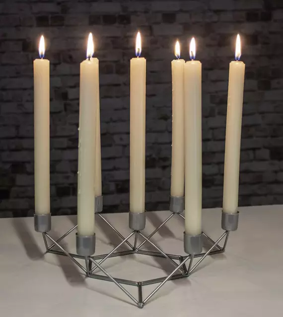 Large Modern Silver Taper Candle Holder Unique Home Decor Centrepiece Candleabra