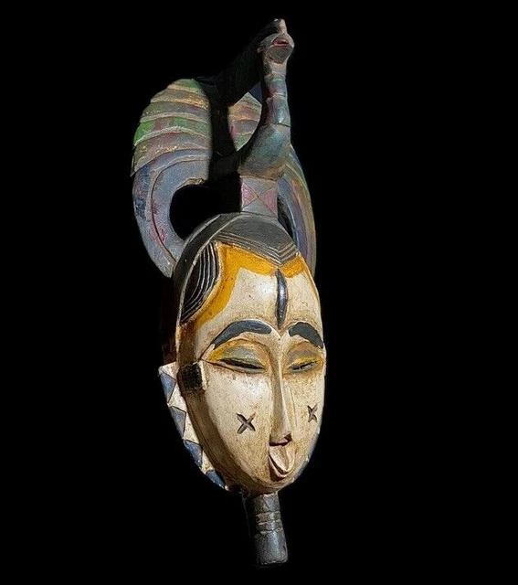 African Mask From The Guru Tribe Tribe Art Vintage Baule Mask Wall Tribal-8390