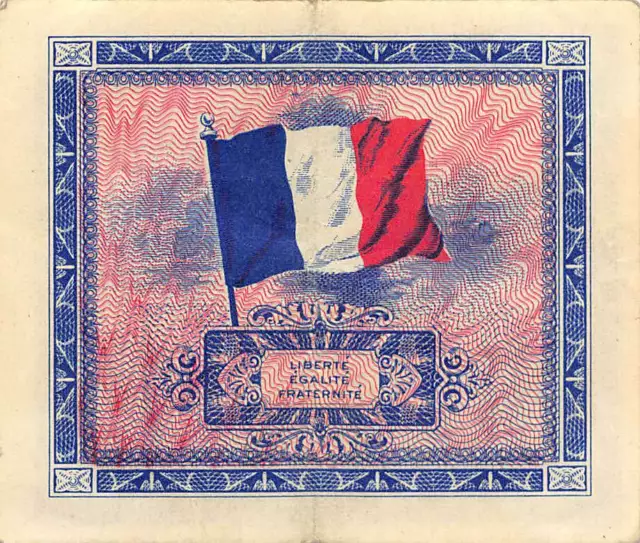 France  2  Francs  Series of 1944  WWII Issue Plate 2  Circulated Banknote Mea81