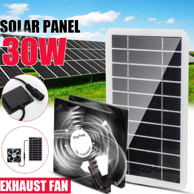 30W Solar Panel Powered Fan Exhaust Fan Air Ventilator for Home Pet House