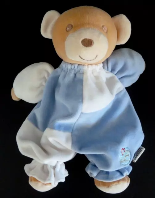 W. DOUDOU PELUCHE OURS BESTEVER bleu blanc pyjama coeur rouge B - TTBE