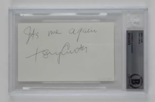 Tony Curtis Signed Autographed Slabbed 3x5 Index Card Actor Beckett COA