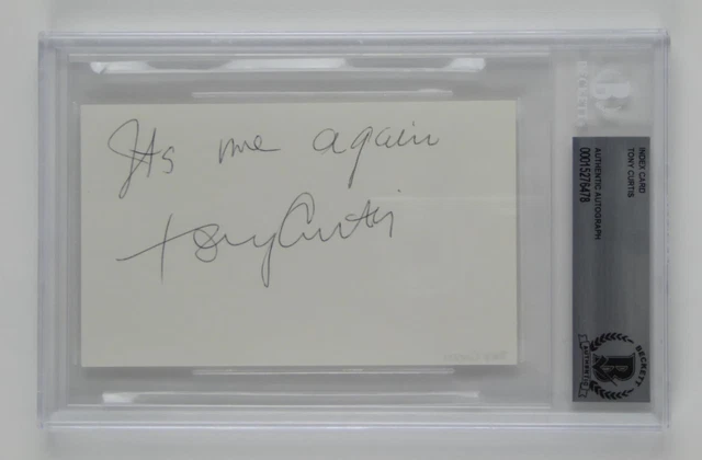 Tony Curtis Signed Autographed Slabbed 3x5 Index Card Actor Beckett COA