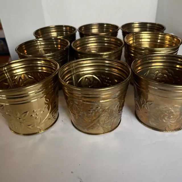 Vintage Hosley Brass Decorative Flower Planters Floral Designs lot (s) of 9  USA 2