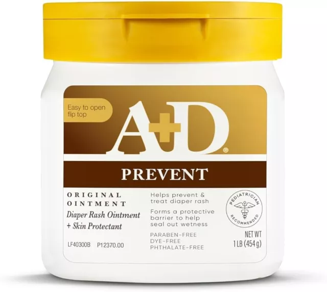 A+D Prevent Original Diaper Rash Ointment + Skin Protectant 16 Oz 03/2025