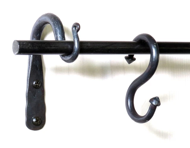 Hand Forged 3.5" Wrought Iron Curtain Pole Hook Kitchen Rack Wall Bag Key Hanger 2