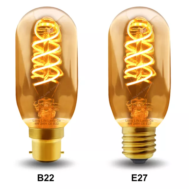 Vintage LED 4W Edison Style T45 Teardrop Spiral Filament Light Bulb B22 or E27