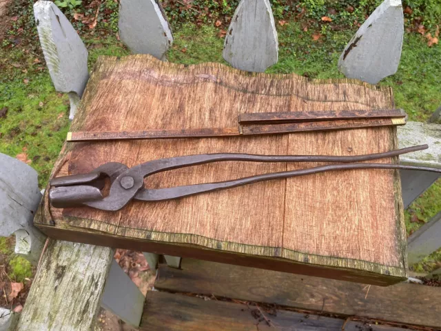 Antique Vintage BLACKSMITH TONGS For Square Stock Small Axe Maker Tool