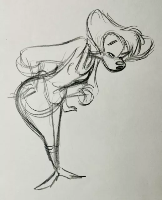 1990s Original Disney Animation Drawing Sketch Art Goof Troop Angry PEG PETE