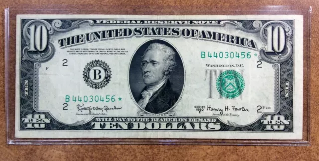 1950-E  $10  *  STAR Note Fed Reserve New York VERY FINE  Fr#2015 B