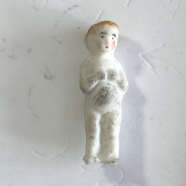 Vintage Tiny Miniature China Porcelain Frozen Charlotte Doll 1” Tall Penny