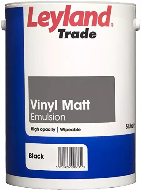 Leyland Trade Vinyl Matt Emulsion Paint Black Walls Ceiling All Sizes