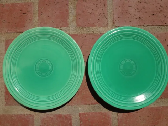 Set of 2 ~ Vintage  Fiesta Green 9 1/2" Luncheon Plates, Excellent