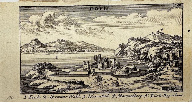 Antique Print -  View of the Danube Beach - Birken - Sandrart - Nuremberg - 1686