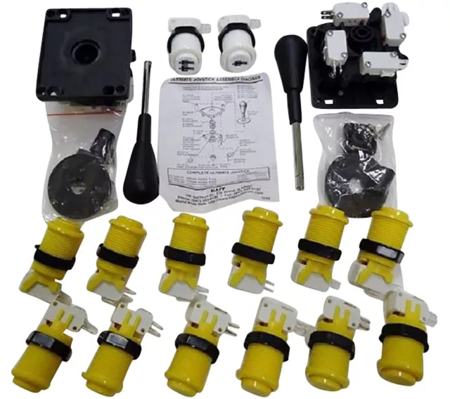 Suzo-Happ Arcade Control Panel Yellow Kit - 14 Buttons & 2 Ultimate Joystick Suzo-Happ Arcade Control Panel Yellow Kit - 14 Buttons & 2 Ultimate Joystick