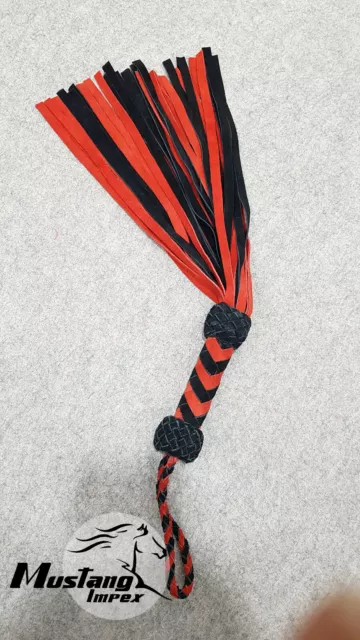 Suede leather Black and red handle and 36 Suede Leather Tails Flogger Whip 2