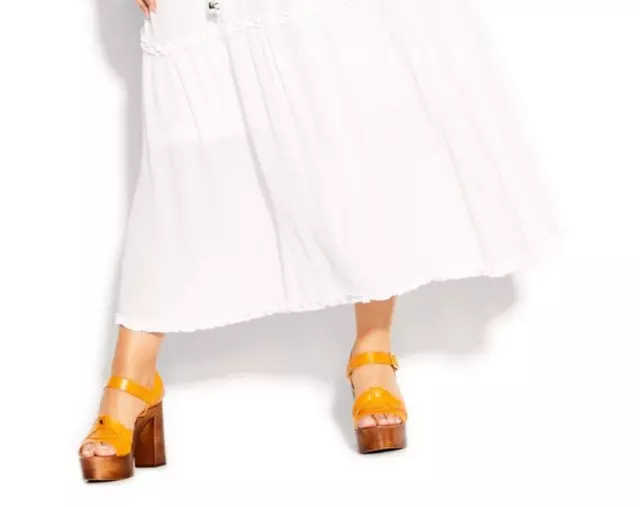 City Chic Women's Plus Size 24W Keyhole Fine Frill Maxi Dress, White, NwT 3