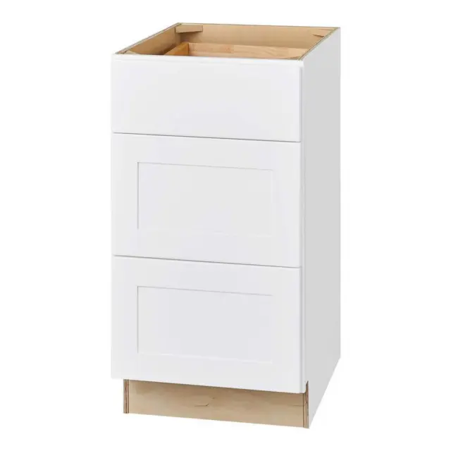 Kitchen Base Cabinet Drawers Alpine White Plywood Shaker 18 in. W x 24 in. D
